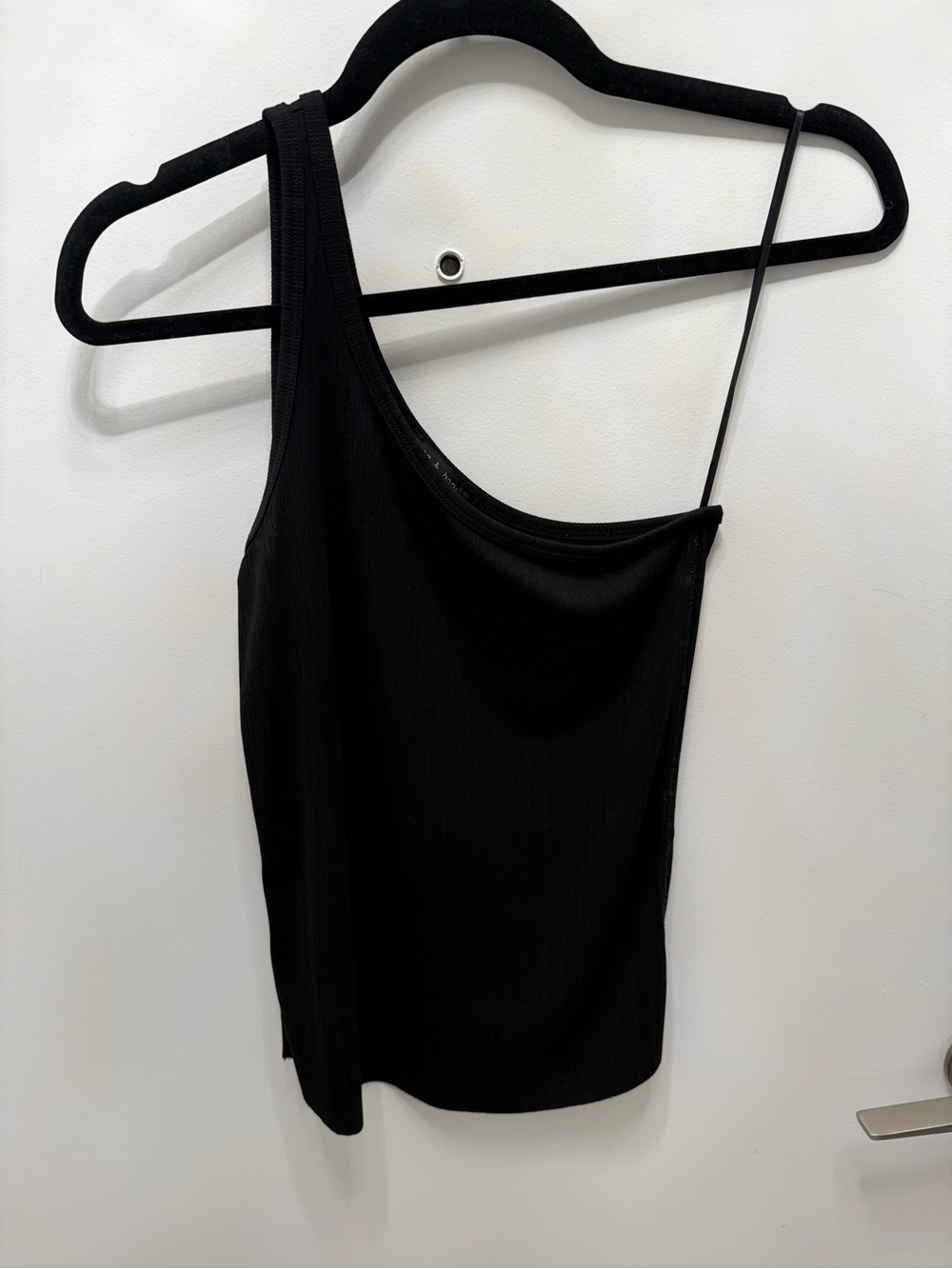 Rag & Bone Zoe One-Shoulder Black Ribbed Tank Top